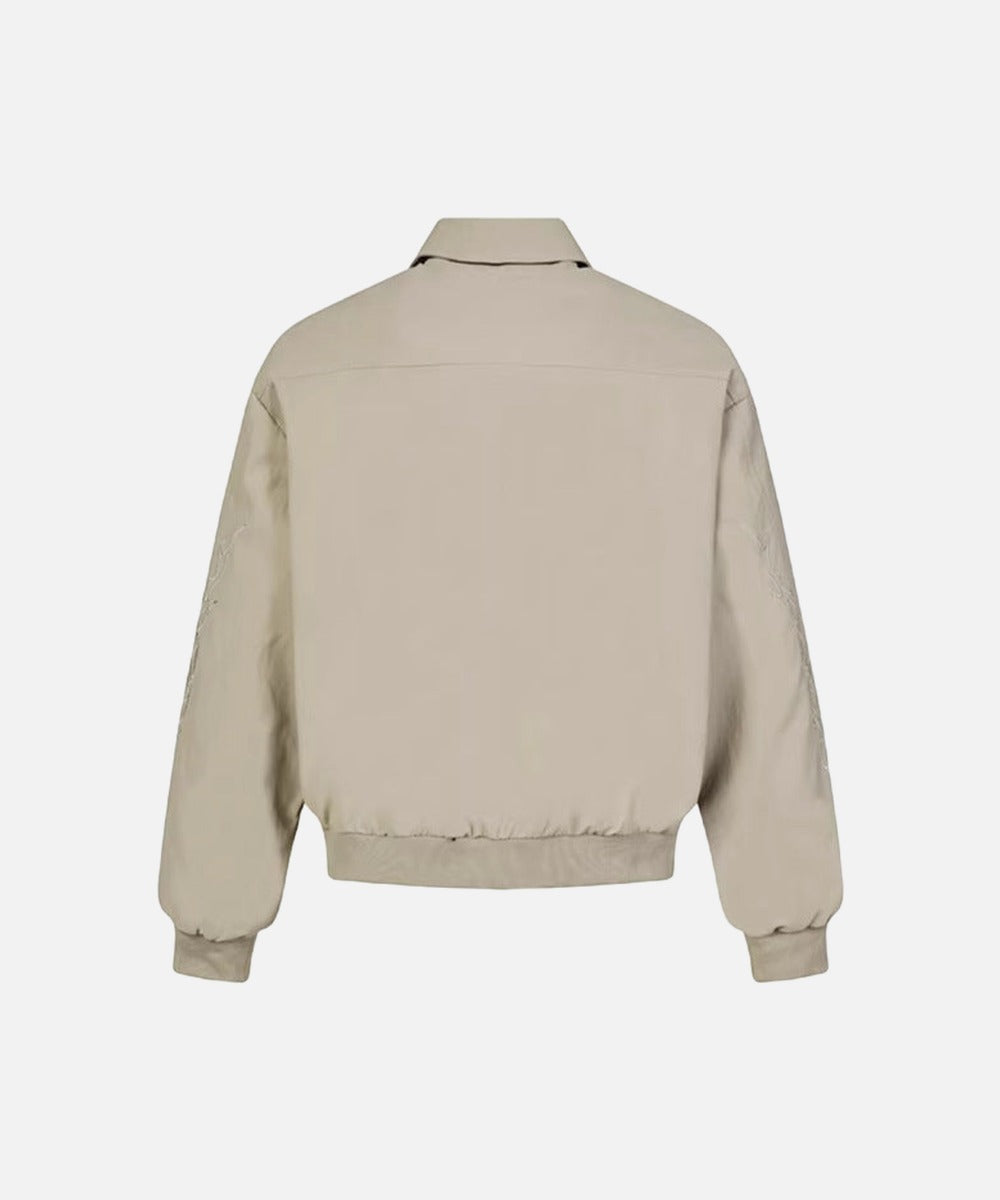 DAXUEN Embroidered bomber jacket in black and beige