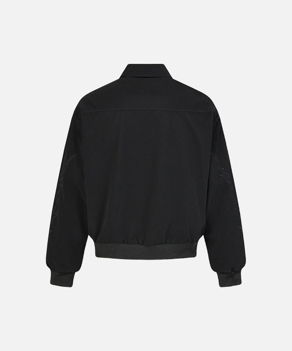 DAXUEN Embroidered bomber jacket in black and beige