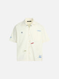 DAXUEN Short-sleeved embroidered camp collar shirt