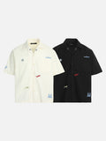 DAXUEN Short-sleeved embroidered camp collar shirt