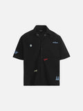 DAXUEN Short-sleeved embroidered camp collar shirt