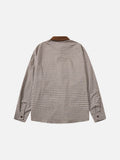 DAXUEN brown plaid shirt with embroidered cat faces
