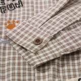 DAXUEN brown plaid shirt with embroidered cat faces