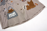 DAXUEN brown plaid shirt with embroidered cat faces