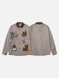 DAXUEN brown plaid shirt with embroidered cat faces