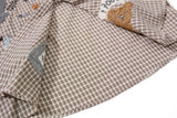 DAXUEN brown plaid shirt with embroidered cat faces