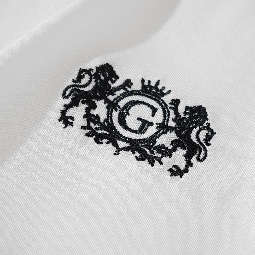 Embroidered White Crest Polo Shirt