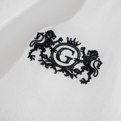 Embroidered White Crest Polo Shirt