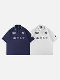 DAXUEN white embroidered crest graphic polo shirt