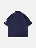 DAXUEN white embroidered crest graphic polo shirt