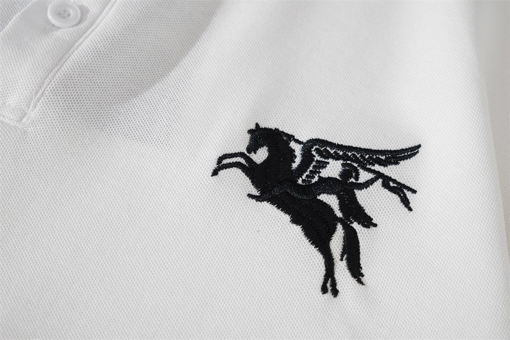 Embroidered White Crest Polo Shirt