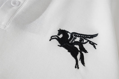 Embroidered White Crest Polo Shirt