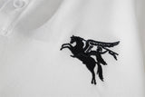 Embroidered White Crest Polo Shirt