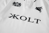 DAXUEN white embroidered crest graphic polo shirt
