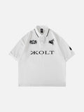 Embroidered White Crest Polo Shirt