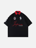 DAXUEN white oversized embroidered equestrian polo shirt