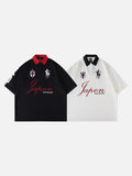 DAXUEN white oversized embroidered equestrian polo shirt