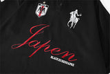 DAXUEN white oversized embroidered equestrian polo shirt