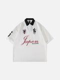 DAXUEN white oversized embroidered equestrian polo shirt