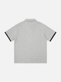 DAXUEN Embroidered graphic polo shirt in black and light grey marl
