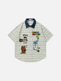 DAXUEN Embroidered plaid shirt with faux tie detail