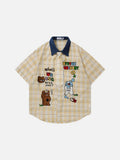 DAXUEN Embroidered plaid shirt with faux tie detail
