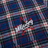 DAXUEN blue red white dark green plaid button-down shirt with embroidered red star