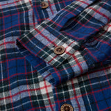 DAXUEN blue red white dark green plaid button-down shirt with embroidered red star