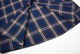DAXUEN blue red white dark green plaid button-down shirt with embroidered red star