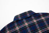 DAXUEN blue red white dark green plaid button-down shirt with embroidered red star
