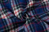 DAXUEN blue red white dark green plaid button-down shirt with embroidered red star