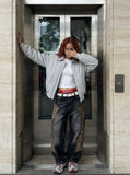 DAXUEN Embroidered relaxed fit bomber jacket — model photo