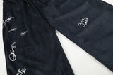 DAXUEN dark blue velvet embroidered script track pants