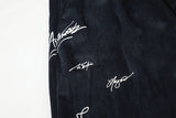 DAXUEN dark blue velvet embroidered script track pants