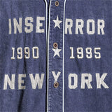DAXUEN muted brown embroidered text corduroy baseball jacket