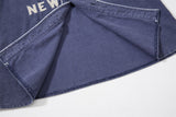 DAXUEN muted brown embroidered text corduroy baseball jacket