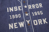 DAXUEN muted brown embroidered text corduroy baseball jacket