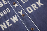 DAXUEN muted brown embroidered text corduroy baseball jacket