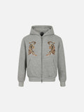 DAXUEN light grey quilted jacket with embroidered tigers