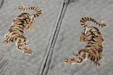 DAXUEN light grey quilted jacket with embroidered tigers