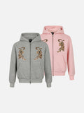 DAXUEN light grey quilted jacket with embroidered tigers