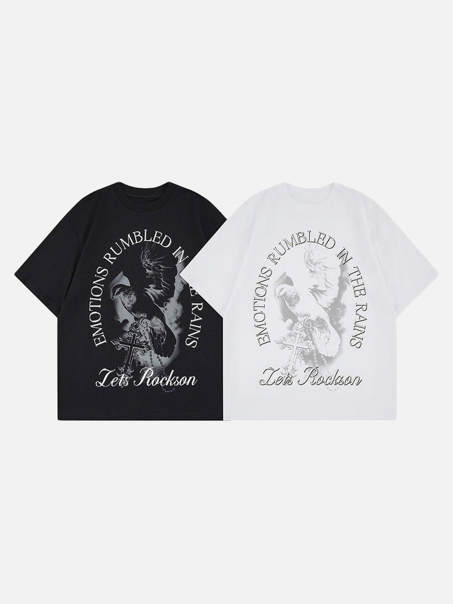 DAXUEN Oversized graphic t-shirt with bird print