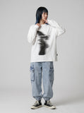 DAXUEN white oversized hands graphic tee — model photo