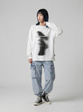 DAXUEN white oversized hands graphic tee — model photo