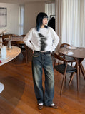 DAXUEN white oversized hands graphic tee — model photo