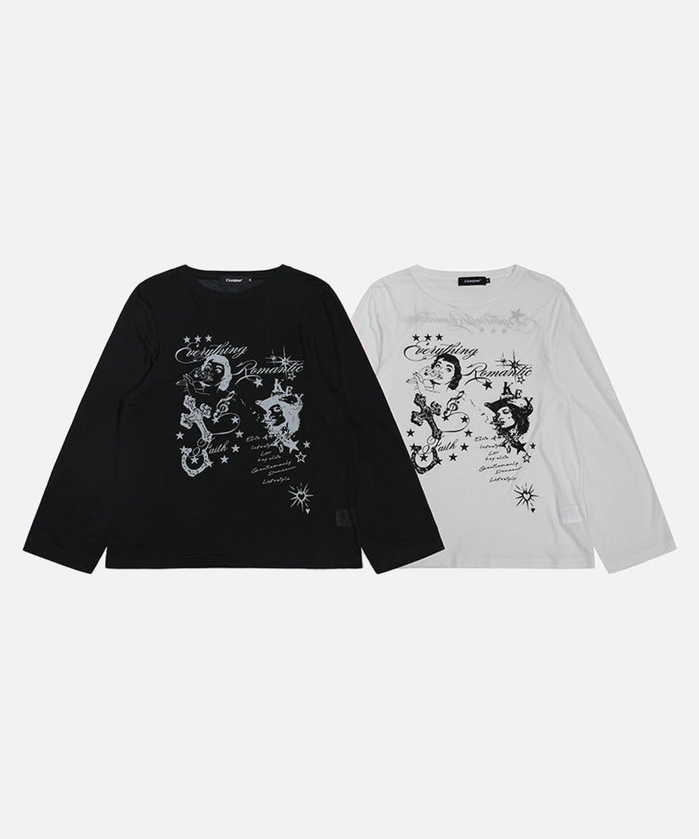 DAXUEN Graphic long sleeve t-shirt with text and designs