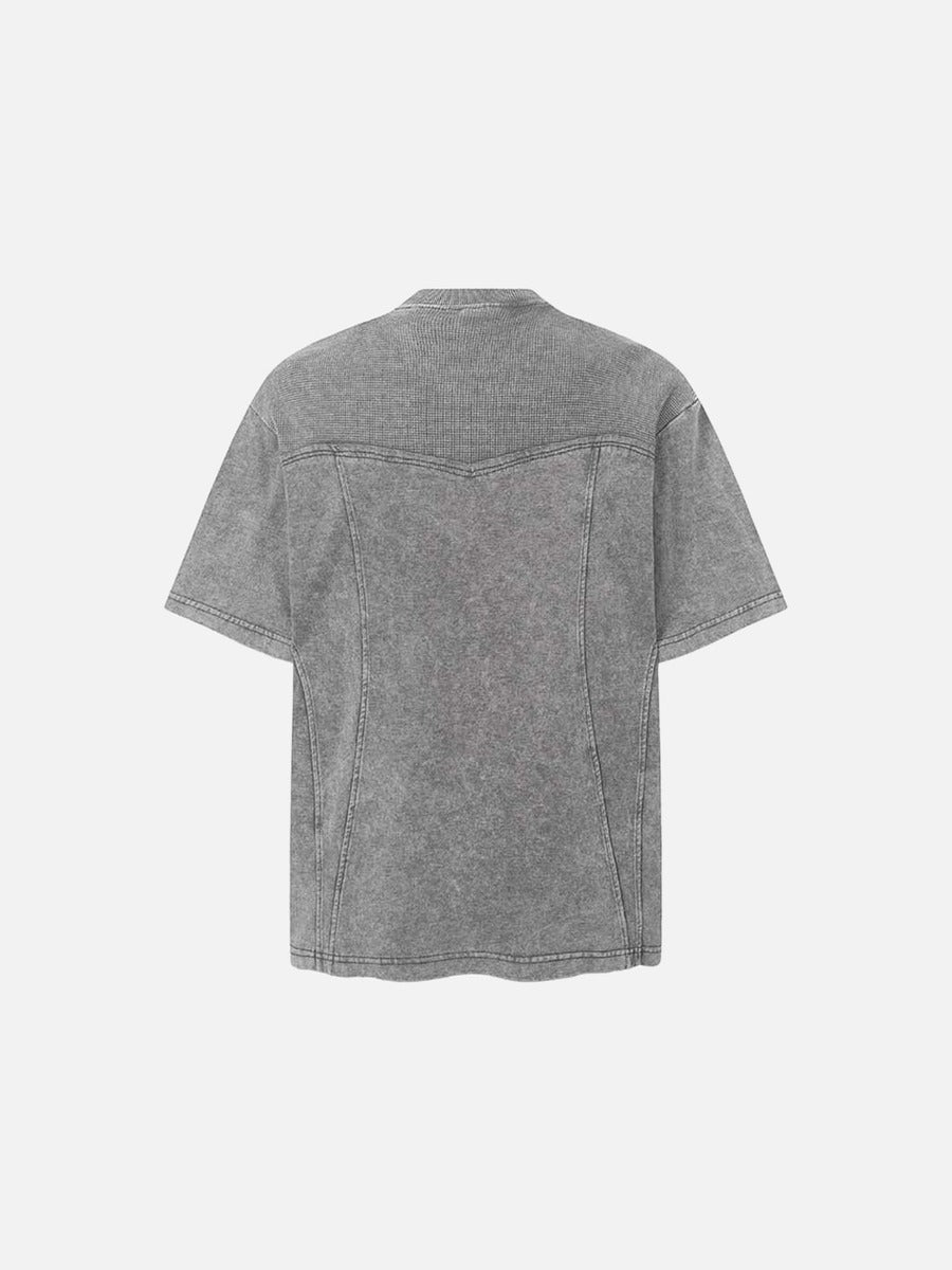 DAXUEN Relaxed-fit mock neck t-shirt with textured panel