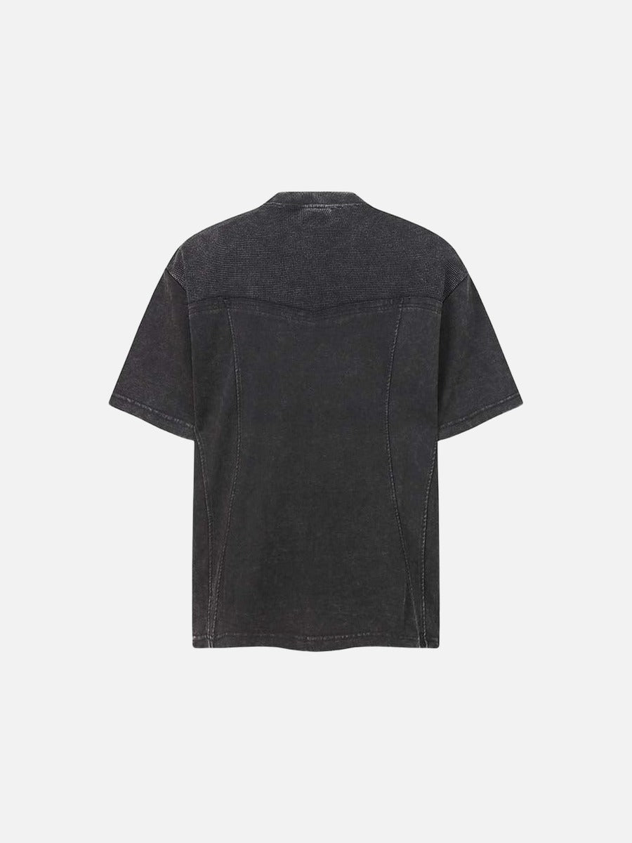 DAXUEN Relaxed-fit mock neck t-shirt with textured panel