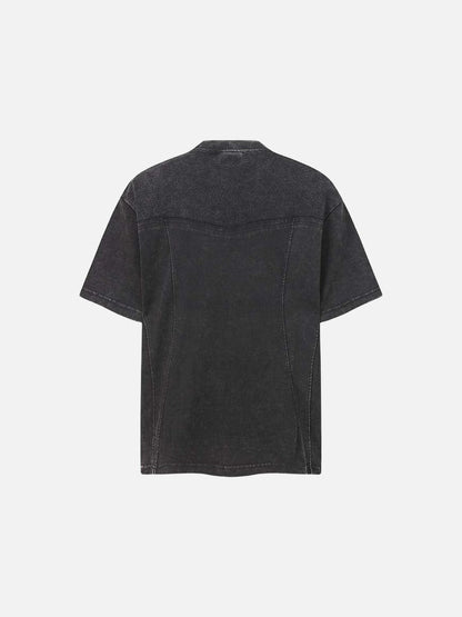 DAXUEN Relaxed-fit mock neck t-shirt with textured panel