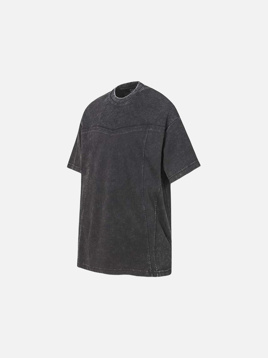 DAXUEN Relaxed-fit mock neck t-shirt with textured panel